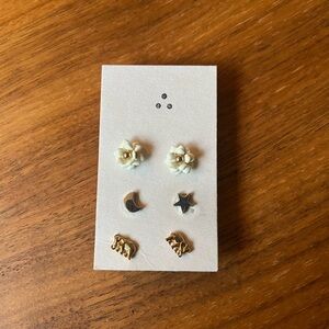 Floral, star, elephant earrings set
